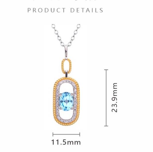 S925 Sterling Silver Pendant Necklace with Natural Citrine and Topaz Gemstones